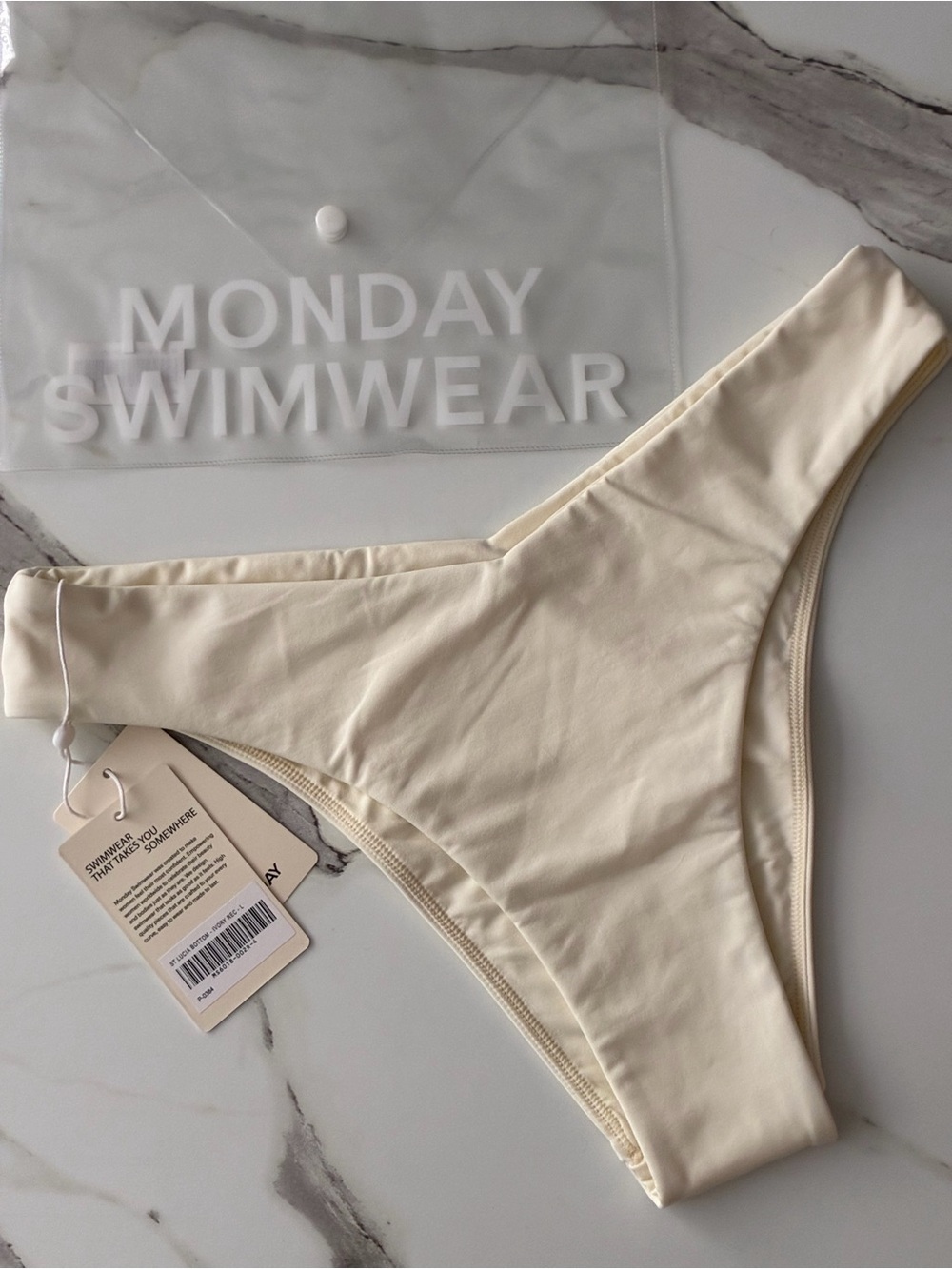Monday Swimwear St Lucia Bikini Bottom Ivory Cream White High-Leg NWT